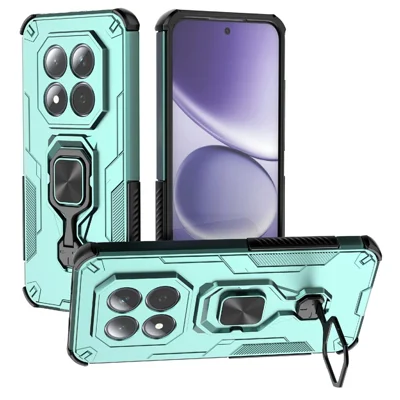 Xiaomi Redmi Note 15 Pro 5G hoes met draaibare ringstandaard PC + TPU schokbestendige telefoonhoes - Groen