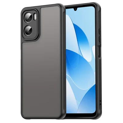 For Motorola Moto G06 Power 4G / G06 4G Case Drop Proof Airbags Frosted Translucent PC + TPU Phone Back Cover - Black
