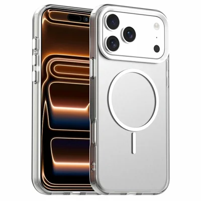 For iPhone 17 Pro Max Case Snoepkleurige PC + TPU + PET Telefoonhoes Compatibel met MagSafe - Wit