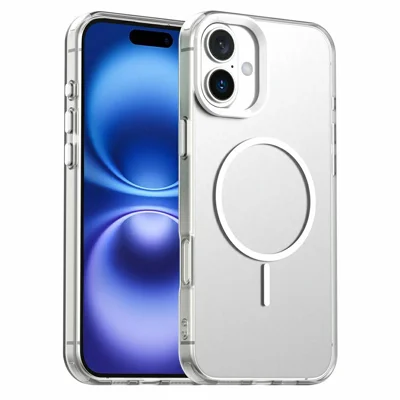For iPhone 16 Case Candy Color PC + TPU + PET Phone Cover Compatible with MagSafe - White