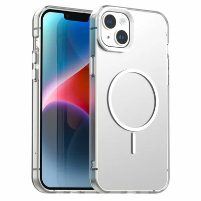 For iPhone 14 Case Candy Color PC + TPU + PET Phone Cover Compatible with MagSafe - White