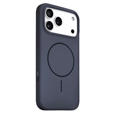 Für iPhone 17 Pro Max Hülle kompatibel mit MagSafe Flüssigsilikon Handyhülle mit Lanyard-Loch / KI-Taste - Schwarz