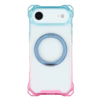 For iPhone Air Magnetic Case Ring Kickstand TPU + PC Phone Cover - Gradient Blue / Pink