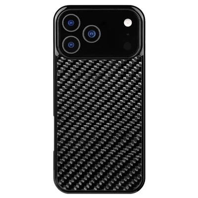 For iPhone 17 Pro Case Compatibel met MagSafe Twillstructuur Aramidvezel TPU Stootvaste Hoes - Zwart