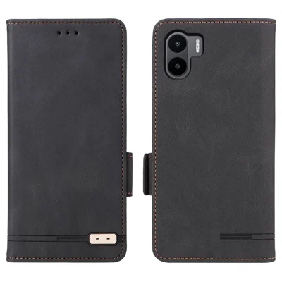 Folia z portfelem z syntetycznej skóry PU z magnesem i podstawką do telefonu Xiaomi Redmi A1 4G / A2 4G, ochronna obudowa przeciwwstrząsowa z dekoracją, czarna