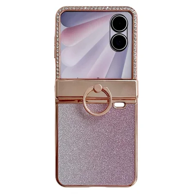 For Honor Magic V Flip 2 Case Glitter Design Rhinestone Decor Hard PC Phone Cover - Purple