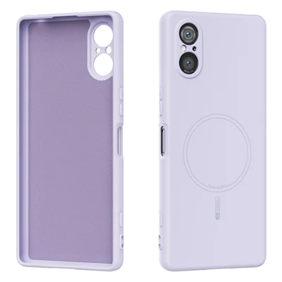 ABEEL til Sony Xperia 5 V hylster kompatibelt med MagSafe Skin Touch flydende silikone hylster til bagsiden af telefonen - Lilla