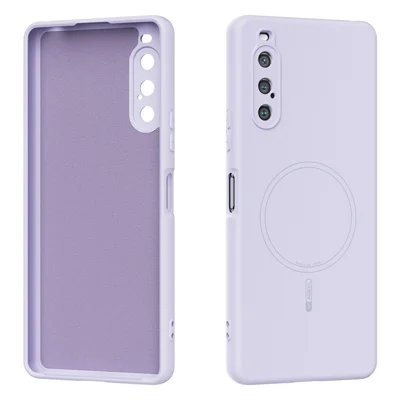 ABEEL For Sony Xperia 10 V Magnetic Case Skin Touch Liquid Silicone Phone Back Cover - Purple