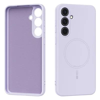 ABEEL For Samsung Galaxy S24 Magnetic Case Skin Touch Liquid Silicone Phone Back Cover - Purple