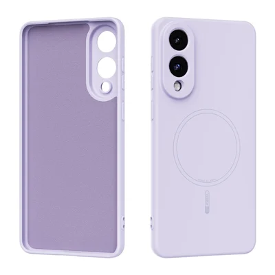 ABEEL For Samsung Galaxy S25 Edge Magnetic Case Skin Touch Liquid Silicone Phone Back Cover - Purple
