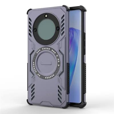 For Honor Magic5 Lite 5G  /  X9a 5G  /  X40 5G Magnetic Case Butterfly Armor Hollow Heat Dissipation PC + TPU Phone Cover - Purple