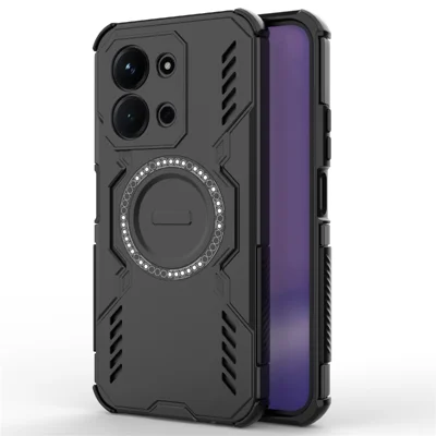 Magnetic Case For Xiaomi Redmi 15C 5G (EU) (173mm)  /  4G (EU) (173mm)  /  Poco C85 4G (173mm) Hollow Heat Dissipation PC + TPU Phone Cover - Black