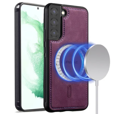 LC.IMEEKE L6 For Samsung Galaxy S22+ 5G Case PU Leather Coated PC TPU Phone Cover Magnetic Case - Purple