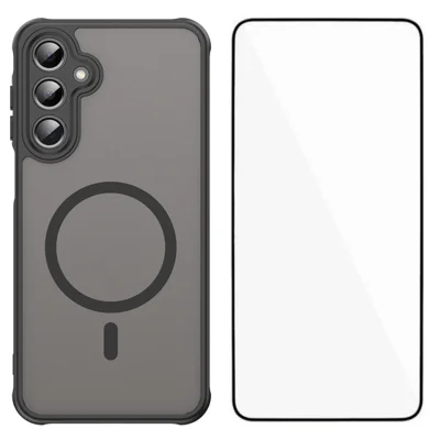 WANLONFENG For Samsung Galaxy A16 4G / Galaxy A16 5G Magnetic Case with Screen Film FD Series Skin Touch TPU + PC Phone Back Cover - Black