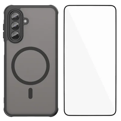 WANLONFENG For Samsung Galaxy A17 4G / Galaxy A17 5G Magnetic Case with Screen Film  FD Series Skin Touch TPU + PC Phone Back Cover - Black