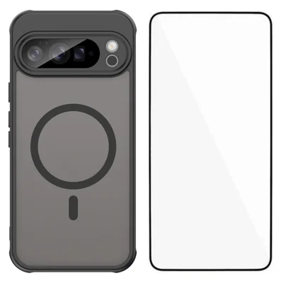 Voor Google Pixel 10 Pro Magnetisch Hoesje met Schermfolie WANLONFENG FD-serie Skin Touch TPU + PC Telefoonhoes - Zwart
