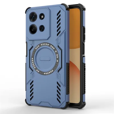 For Motorola Moto G75 5G Magnetic Case Butterfly Armor Hollow Heat Dissipation PC + TPU Phone Cover - Blue