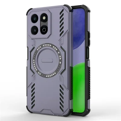 Magnetic Case For Honor X7c 4G / X7c 5G / 200 Smart 5G Butterfly Armor Hollow Heat Dissipation PC + TPU Phone Cover - Purple