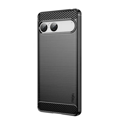 For Sony Xperia 10 VII bagside MOFI med slibet struktur i carbonfiber og blød TPU-case - Sort