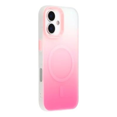 For iPhone 16 Plus Case Compatible with MagSafe Gradient Frosted Design PC + TPU Phone Cover - Pink