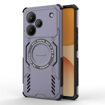 For Realme P4 Pro 5G Magnetic Case Butterfly Armor Hollow Heat Dissipation PC + TPU Phone Cover - Purple