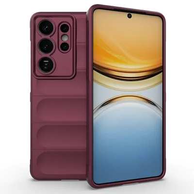 AMORUS For Samsung Galaxy S26 Ultra Case Shockproof Soft TPU Rugged Phone Back Cover - Wine Red