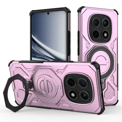 For Xiaomi Poco M8 5G / Redmi Note 15 5G (Global) Magnetic Case Rotating Metal Kickstand Shockproof PC + TPU Phone Back Cover - Pink