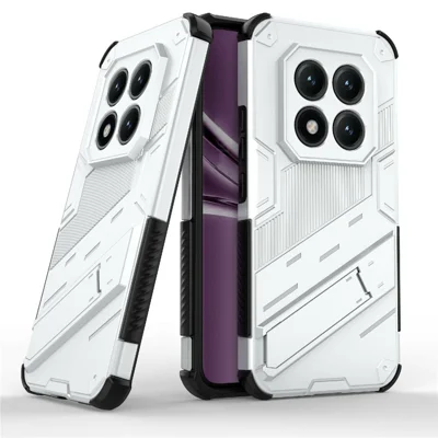For Xiaomi Poco M8 Pro 5G / Redmi Note 15 Pro+ 5G (Global) Case PC + TPU Shockproof Phone Cover with Kickstand - White