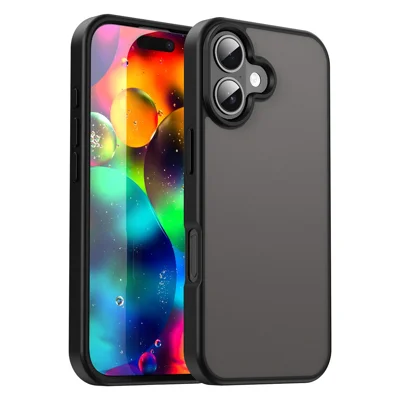 For iPhone 17 Case Skin Touch Matte Anti Drop TPU PC Phone Back Cover - Black