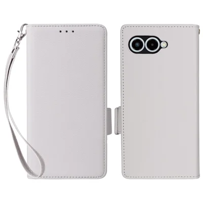 For T-Mobile REVVL 8 / T Phone 3 Case Litchi Texture Wallet Leather Phone Cover with Wrist Strap - White