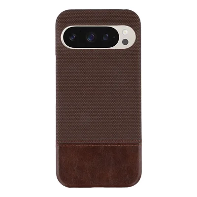 For Google Pixel 9 Pro XL Case PU Leather + PC Splicing Anti-Slip Phone Cover - Dark Brown
