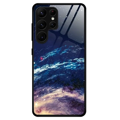 Für Samsung Galaxy S23 Ultra TPU+PC+Gehärtetes Glas Handy Stoßfestes Case mit stylischem Musterdruck, kratzfestes Rückenteil - Die Milchstraße