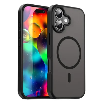 Groothandel voor iPhone 17 hoesje compatibel met MagSafe, matzwarte TPU/PC telefoonhoes met softtouchafwerking - Zwart