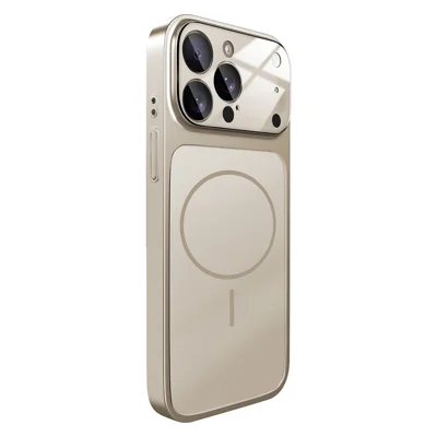 Bulk Purchasing For iPhone 14 Pro Max Magnetic Case Transfer to 17 Pro Max PC Phone Cover with AG Corning Glass Lens Film - Titanium Grey