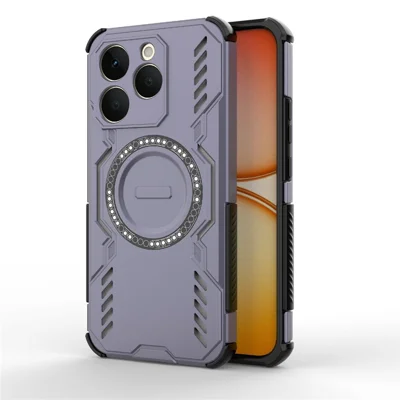 For Realme 15T 5G Magnetic Case Butterfly Armor Hollow Heat Dissipation PC + TPU Phone Cover - Purple