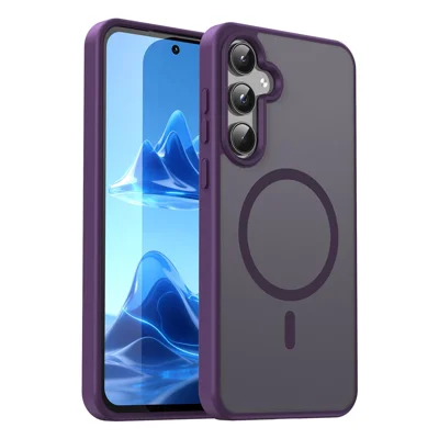 Bulk Purchasing For Samsung Galaxy A55 5G Magnetic Case Skin Touch Matte TPU PC Phone Back Cover - Purple
