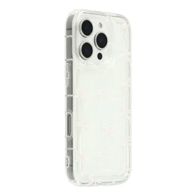 For iPhone 16 Pro Case Bowknot Pattern TPU Phone Back Cover - Pink Bows