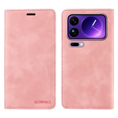 BETOPNICE For Xiaomi 17 Pro Max Case  Magnetic Closure RFID Blocking Wallet Stand Leather Phone Cover - Pink
