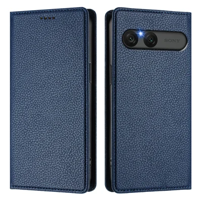 Taske til Sony Xperia 10 VII med RFID-blokerende litchi-læder - Mørkeblå