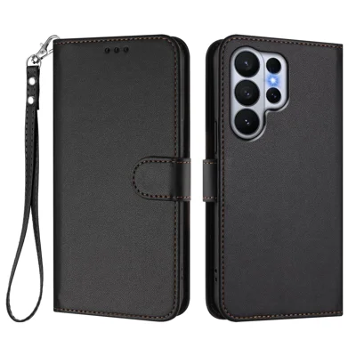 For Samsung Galaxy S26 Ultra Læderet Taskase med Wallet, Stå og Håndtagsbeslag - Sort