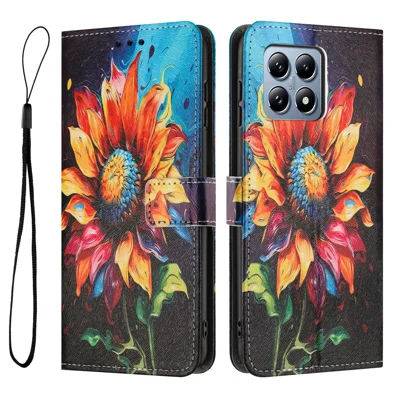 For Xiaomi 15T Wallet Case Pattern Printing PU Leather Phone Cover with Lanyard - Sunflower