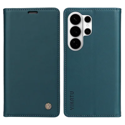 YIKATU For Samsung Galaxy S26 Ultra Phone Cases  Magnetic Closure PU Leather Mobile Cover - Green
