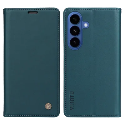 YIKATU For Samsung Galaxy S26 Phone Cases Magnetic Closure PU Leather Mobile Cover - Green