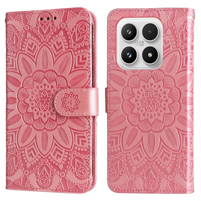 For Xiaomi 17 Case Sunflower Imprint Leather Wallet Phone Cover - Pink