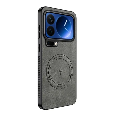 WANLONFENG For Xiaomi 17 Pro Max Magnetic Case  SD1 Series Nappa Texture PC TPU Phone Cover - Grey
