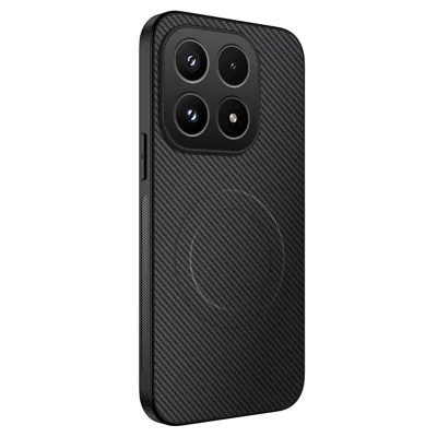 WANLONFENG For Xiaomi 17 Case Magnetic Case  TQ Series Carbon Fiber Texture PC TPU Phone Cover - Black