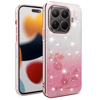 KADEM For Xiaomi 15T Pro (Global) Case Flower TPU Flexible Gradient Phone Cover - Rose Gold
