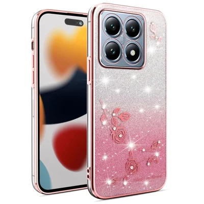 KADEM For Xiaomi 15T Case Flower TPU Flexible Gradient Phone Cover - Rose Gold