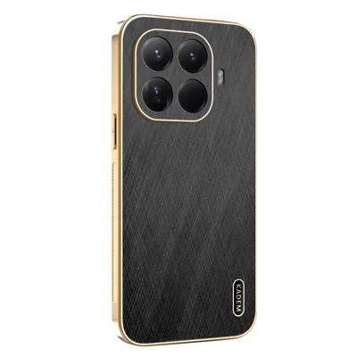 KADEM For Xiaomi 15T Pro Case Electroplating Silk Texture PU + TPU Phone Back Cover - Black
