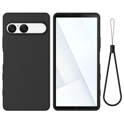 For Sony Xperia 10 VII Liquid Silicone Case Telefon Bagdæksel med Håndloe - Sort